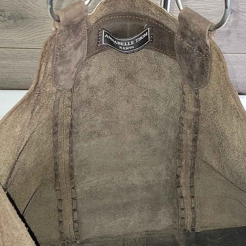 Annabelle Thom Kenya Brown Leather Studded Tote Bag
